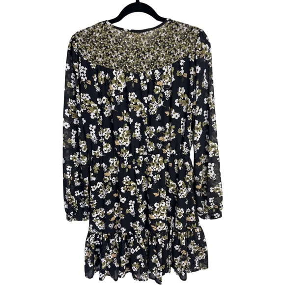 MICHAEL Michael Kors black green long sleeve mini dress fit & flare size M - Picture 2 of 14